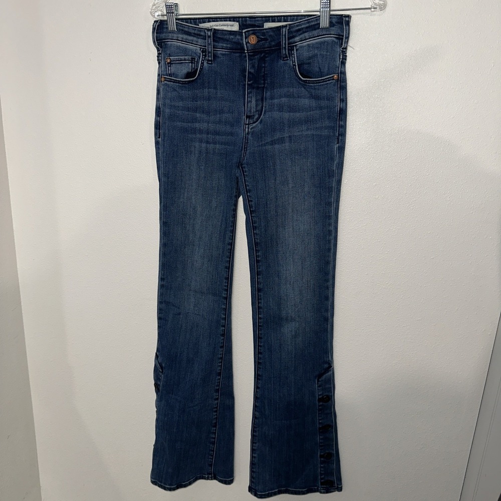 pilcro by anthropologie Heigh Raise Bootcut Button Detail On Leg Blue Size 25‎